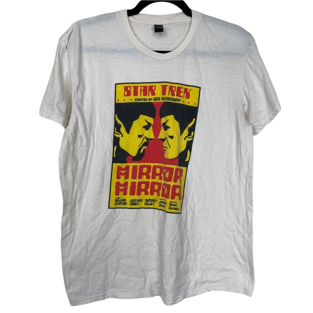 Star Trek Mirror Mirror Graphic Burnout T-Shirt Large Cream Episode 4 Spock 1967